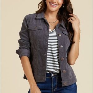 NWT Suzanne Betro Denim Charcoal Corduroy  jacket